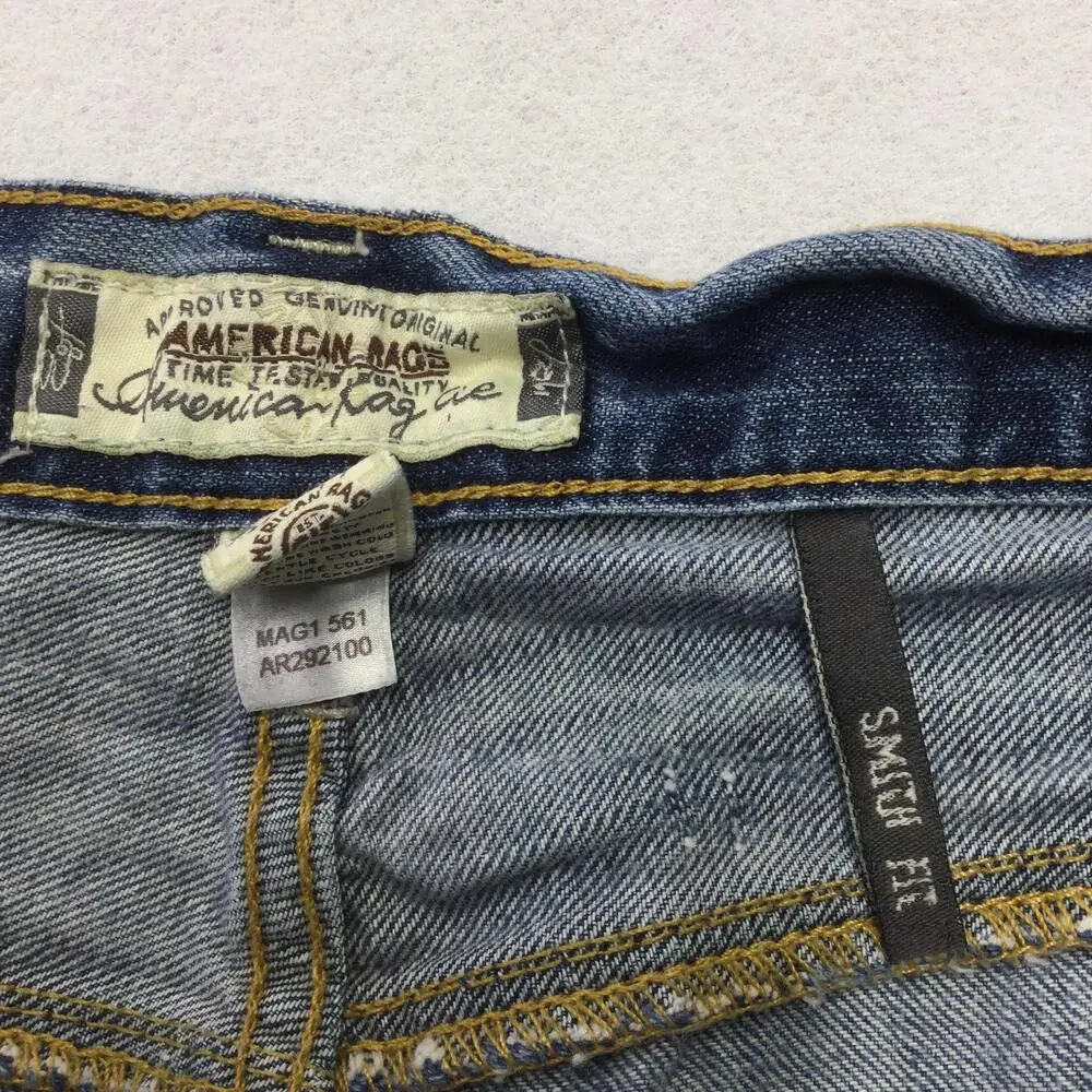 American Rag MAG1 561 Jeans Mens 32x30 Blue Wash Slim Straight Denim Distressed